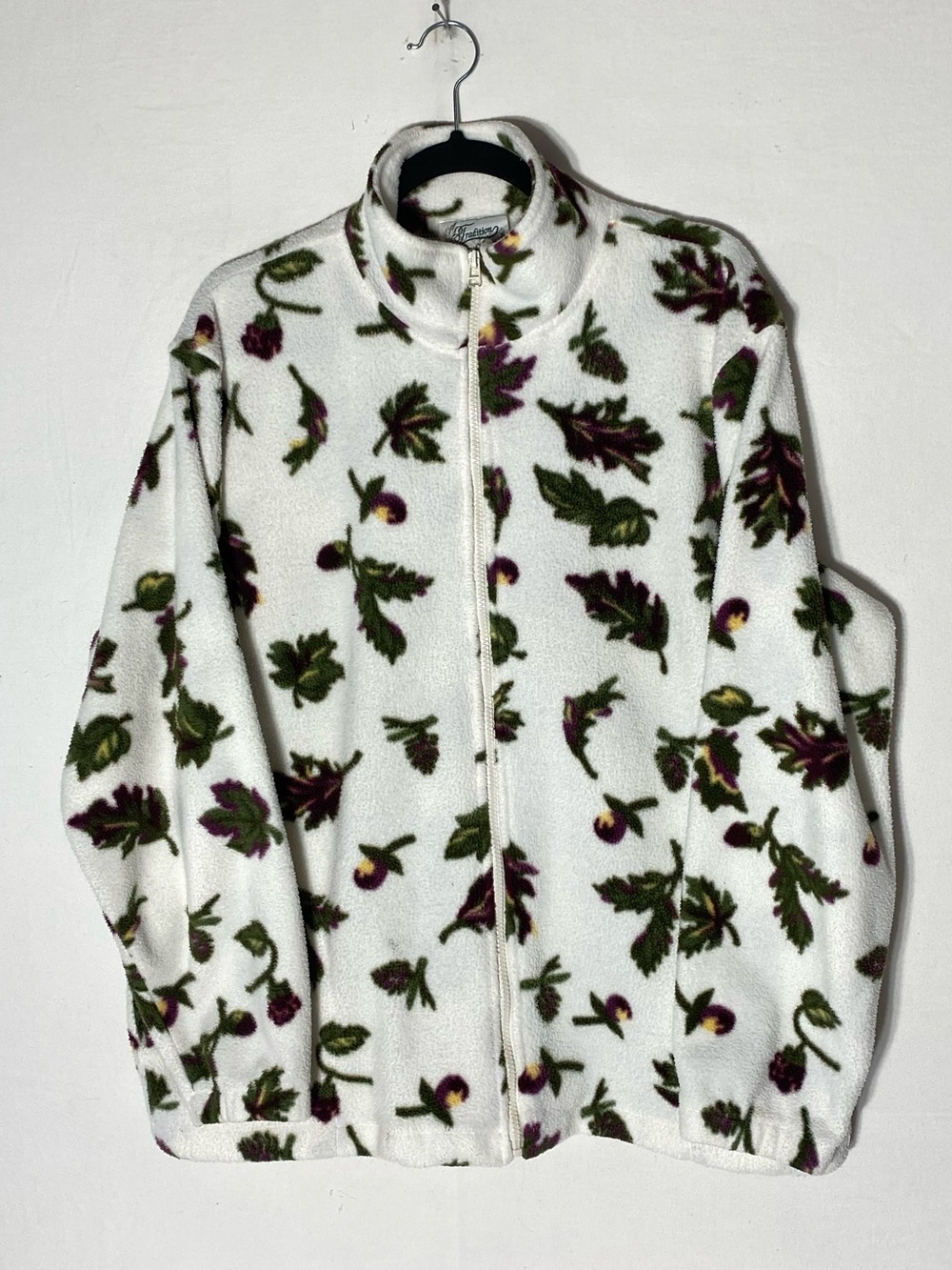 Vintage Tradition Country Collection Floral Full Zip Mock Neck Fleece Jacket XL
